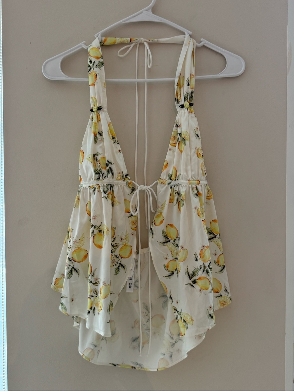 For Love and Lemons Women's Lemon-Print Halter Tie-Back Top